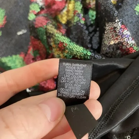 Express Y2K Women's Shimmery Floral Sequin Tunic Dress Size S Going Out Disco - Picture 7 of 11